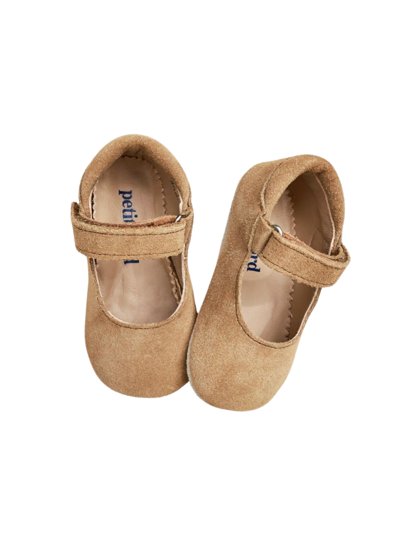 Petit Nord Ballerina Shoe with Velcro Indoor Shoes Sahara Suede 122