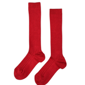 Basic Rib Knee High Socks - Cherry