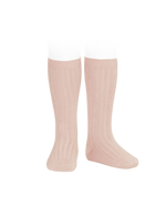 Basic Rib Knee High Socks - Old rose