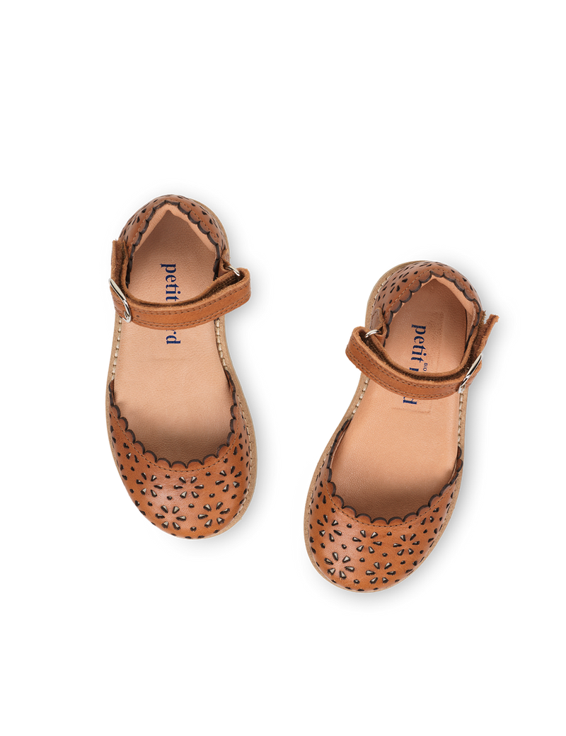 Petit Nord Ladida Flower Sandals Cognac 002