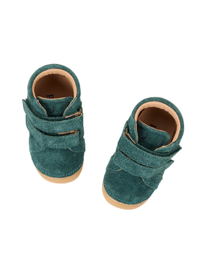 Petit Nord Mini Bootie Velcro Low Boot Shoes Teal Suede 153