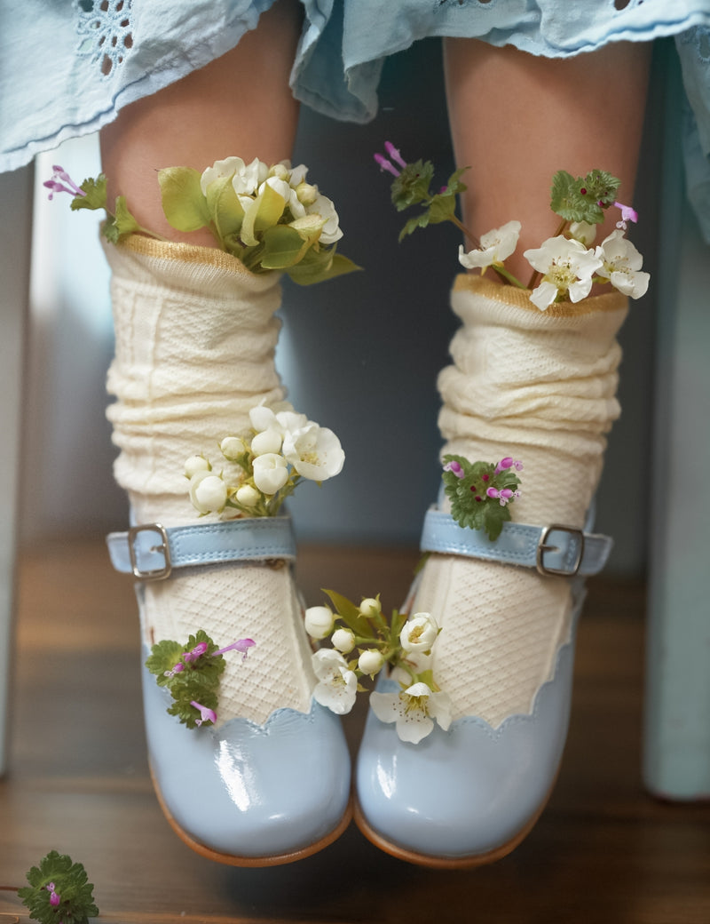 Petit Nord Scallop Mary Jane T-bars and Ballerinas Crinkly Cloud 143