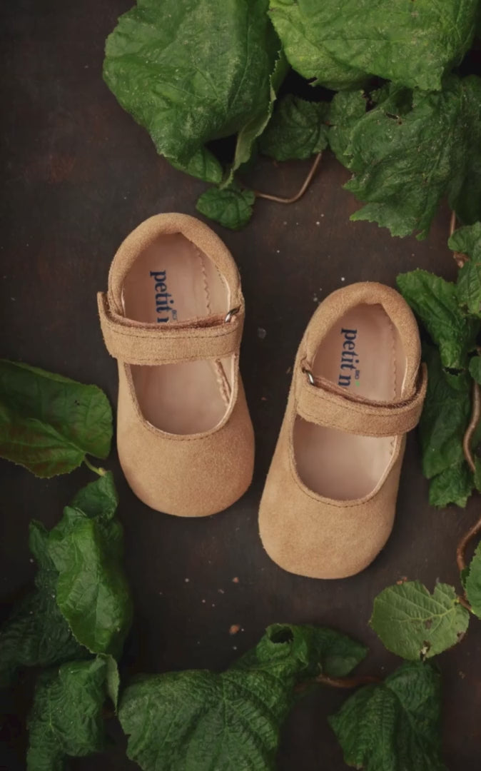 Petit Nord Ballerina Shoe with Velcro Indoor Shoes Sahara Suede 122