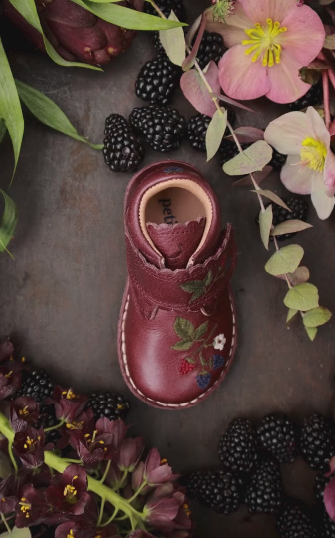 Petit Nord Blackberries Scallop Velcro Boot Low Boot Shoes Plum 075