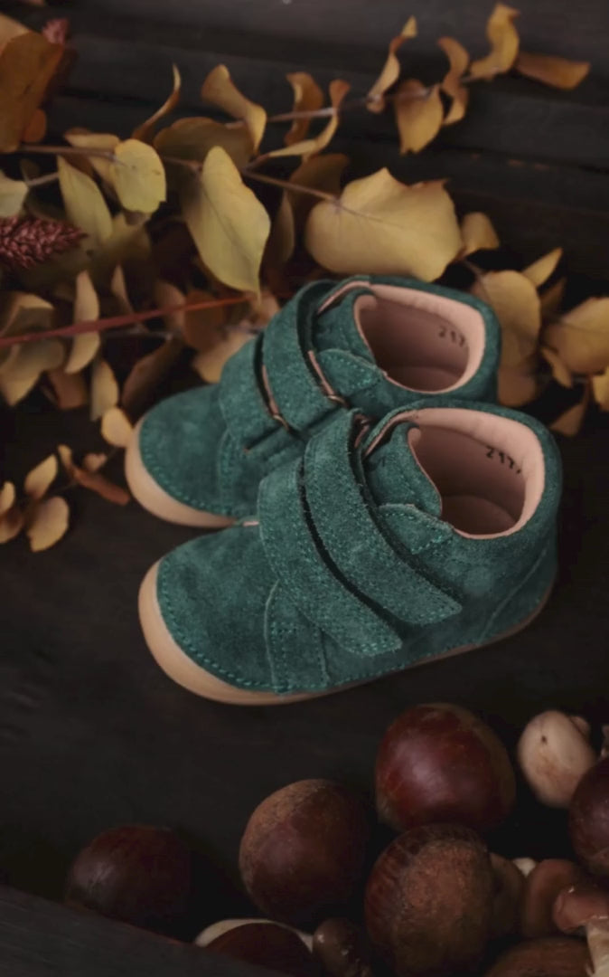 Petit Nord Mini Bootie Velcro Low Boot Shoes Teal Suede 153