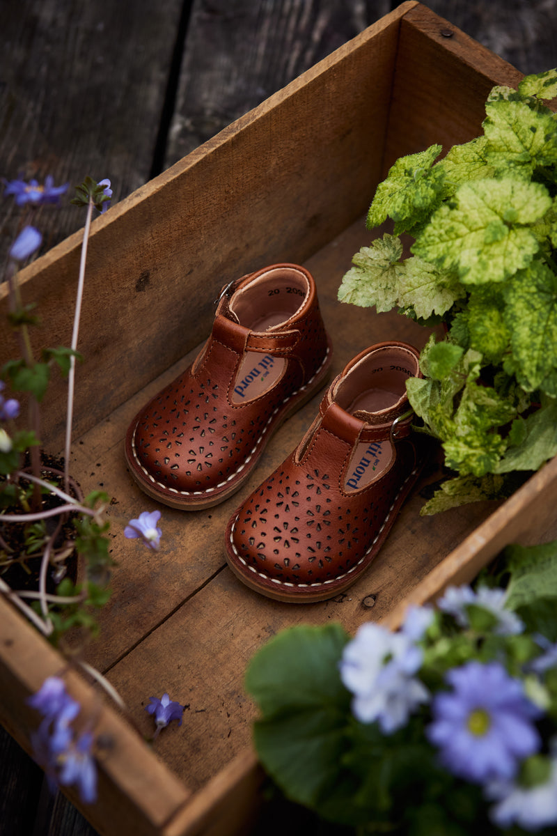 Petit Nord T-bar Flower T-bars and Ballerinas Cognac 002