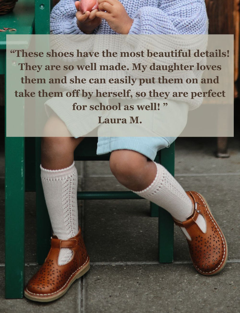 Petit Nord T-bar Flower T-bars and Ballerinas Cognac 002